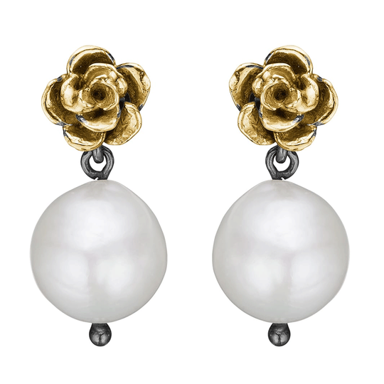 By Birdie - Aphrodite Golden Rose Pearl Ohrringe