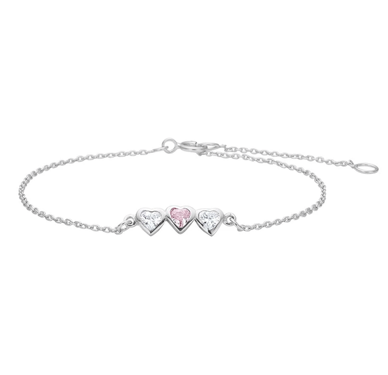 NOA Kids - Silberarmband mit drei Herzen und Zirkonia