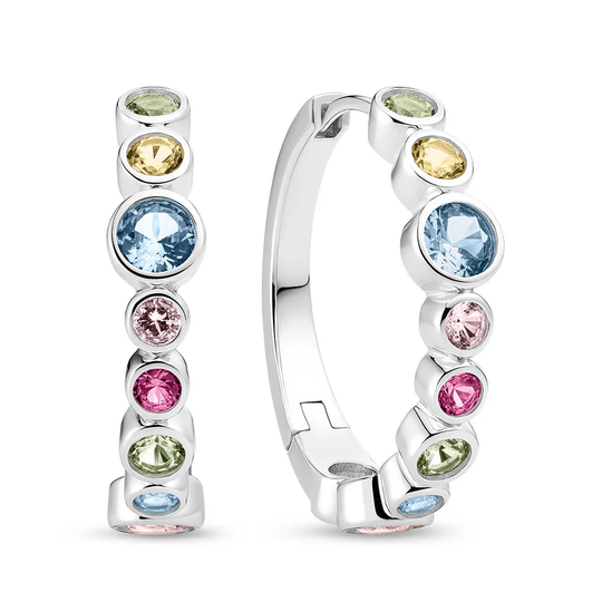 Sif Jakobs - Sardinien silver hoops multi colored zirconia