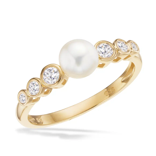 Scrouples - Gold Ring w. white Freshwater  Pearl
