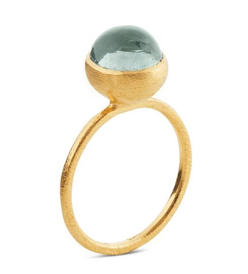 SFB - Goldplated ring with green quartz