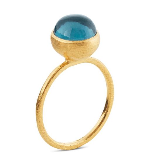SFB - Goldplated ring with London blue crystal