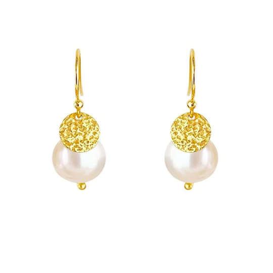SFB - Dangling Pearl Earrings, gold plated