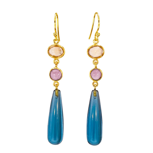 SFB - Ohrhänger mit blaue Kristallen und Amethysten