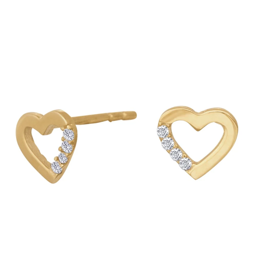 Siersbøl - Gold heart zirconia earrings, 8ct