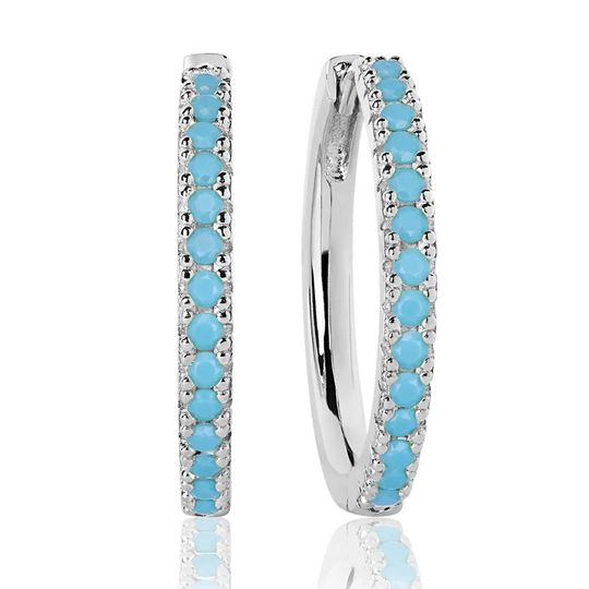 Sif Jakobs - Ellera Grande sølv Hoops, turkise zirkonia