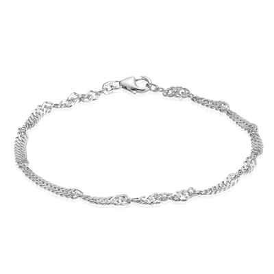 BNH - 925 Sølv Singapore bracelet,  carabiner 