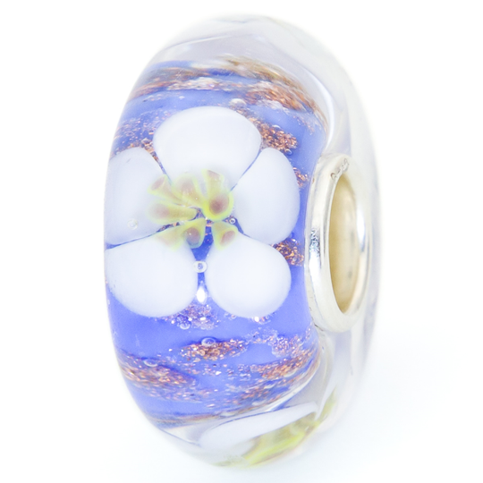 Elfbeads - Sky Blossom Golddust, glass charm