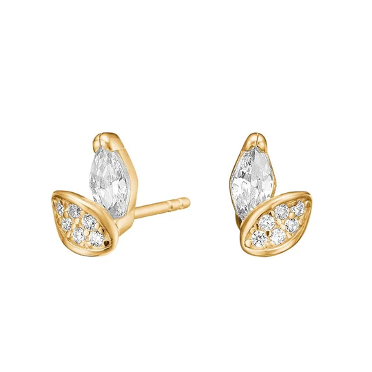 Joanli Nor - SusanneNor, Blatt Ohrringe mit weisse Zirkonia