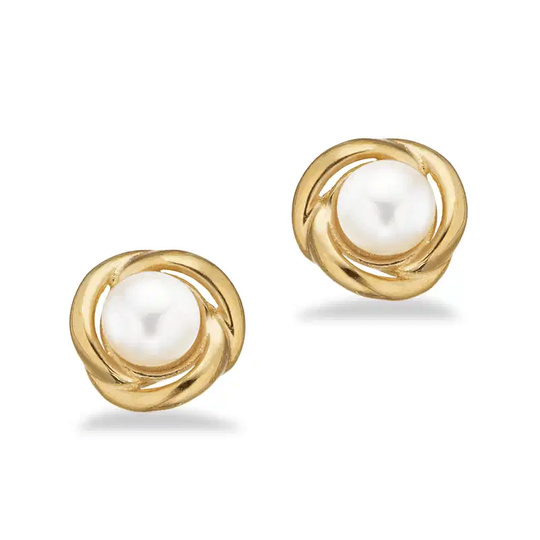 Scrouples - Kleine Ohrstecker mit Perle aus 8 Karat Gold