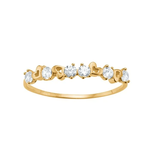 Siersbøl - 8 Karat Goldring mit Herzen und Zirkonia