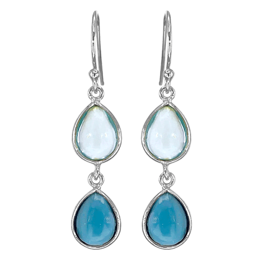 SFB - Ohrhänger silber mit 2 tropfen blaue Kristallen