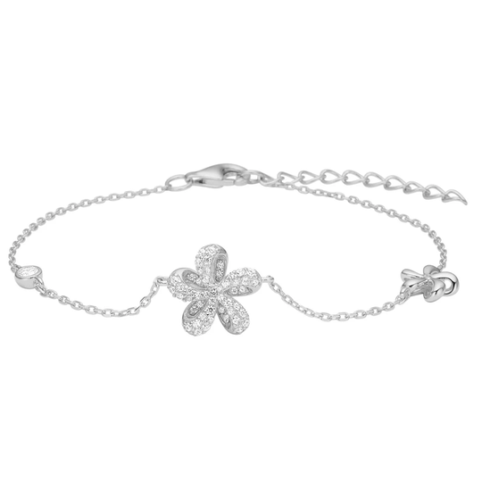 Joanli Nor - SakuraNor, silver bracelet with flowers and zirconia