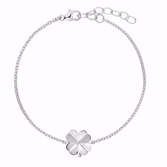 G&S - Bracelet with polished fourleaf, silver
