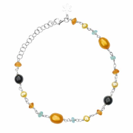 SFB - Silver Bracelet with genuine brown pearls