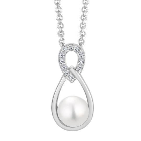 Støvring - Necklace drop with freshwater pearl, silver