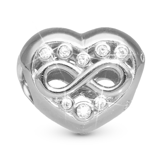 Christina charm - Eternity Love silver Charm, Leather bracelet