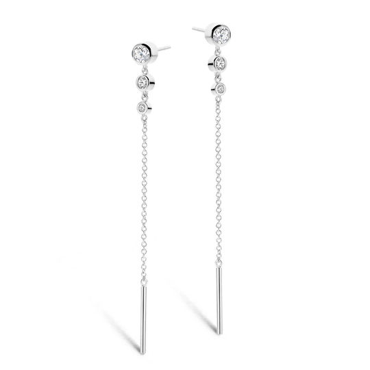 Spirit Icons - Vega, long chain silver earrings