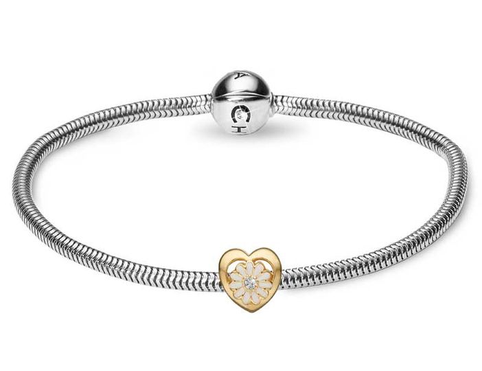 Christina - Silver bracelet campaign with flower charm, silver