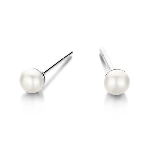 Spirit Icons - Figaro, silver Pearl earrings, 4mm