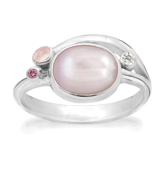 Rabinovich - Passion Pink, grosse rosa Perlenring i silber