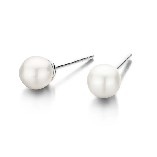 Spirit Icons - Figaro, silver Pearl earrings, 6mm