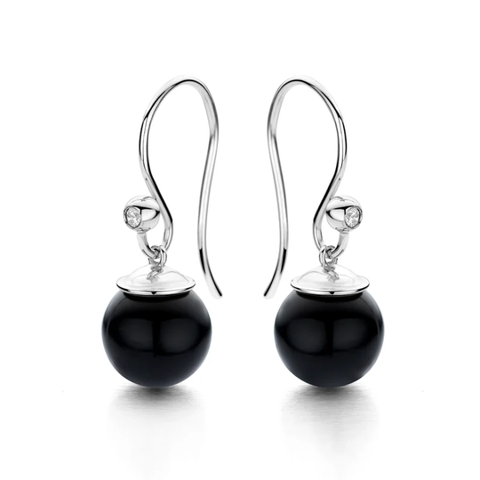 Spirit Icons - Figaro black earhangers in silver