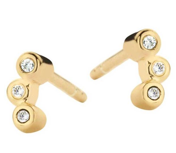 Spirit Icons - Bliss, gold plated earrings with 3 stones