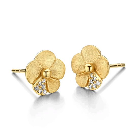 Spirit Icons - Bloom, Blumen Ohrstecker vergoldet mit Zirkonia