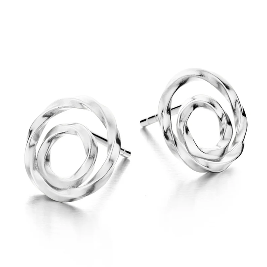 Spirit Icons - Linda, organic silver circle earrings