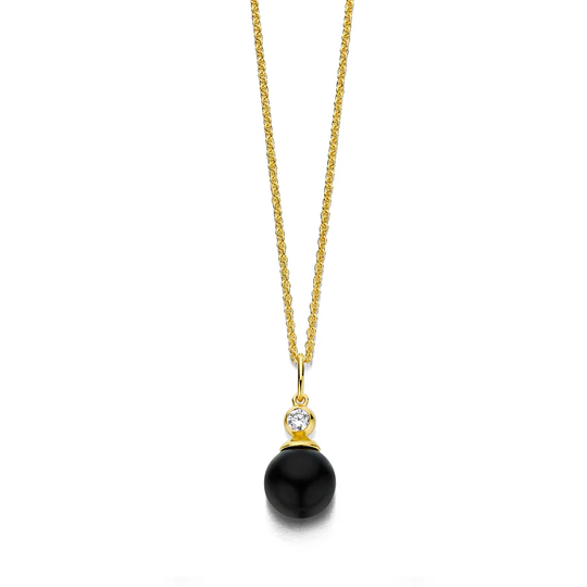 Spirit Icons - Figaro black necklace, gold plated