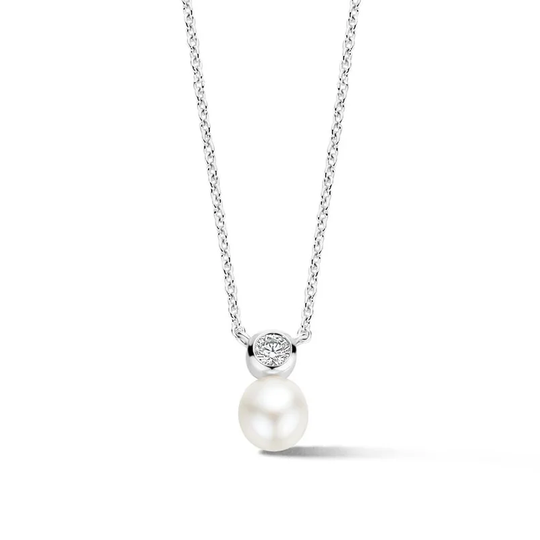 Spirit Icons -  Swan, necklace with pearl and zirconia