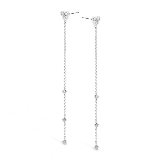 Spirit Icons - Alma long chain silver earrings
