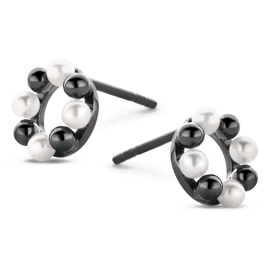 Spirit Icons - Pearl Earrings - Ruthinated Silver