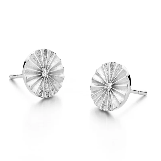 Spirit Icons - Sunshine, silver earrings with diamonds, large