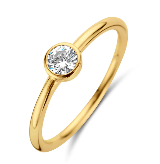 Spirit Icons - Vega, gold plated silver ring with white Zirconia