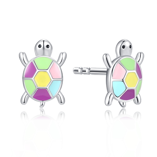 Støvring - Turtle  earrings with enamel, silver