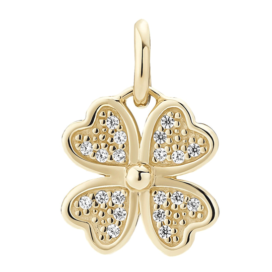 Lund - Gold 12mm clover pendant with zirkonia