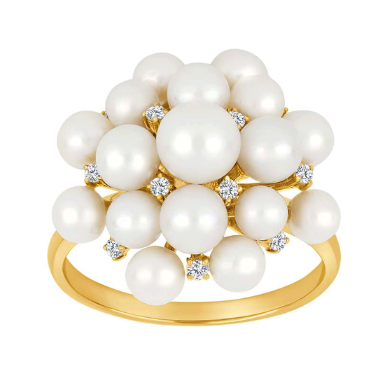 Siersbøl - 14K ring m. 0,11ct TW/SI and pearls