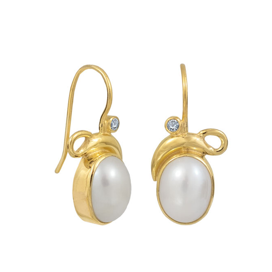 Rabinovich - Pleasant Pearl, long white pearl earrings
