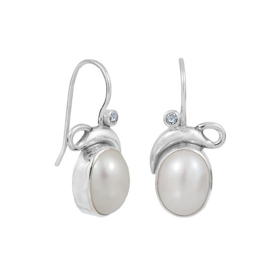 Rabinovich - Pleasant Pearl, long white pearl earrings