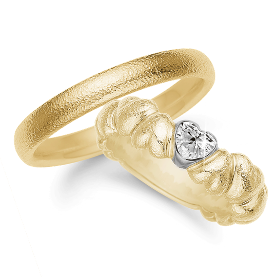 AAgaard - Wedding heart rings with heart diamond